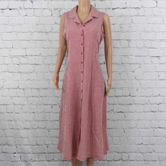 red gingham midi dress